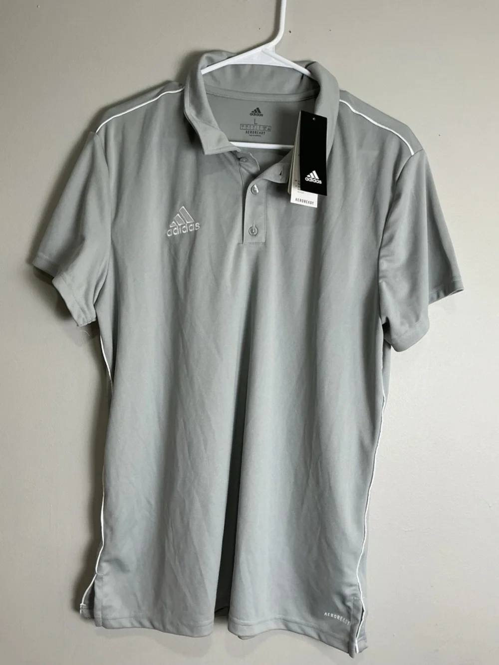 adidas Men's Light Gray Polo with White Trim